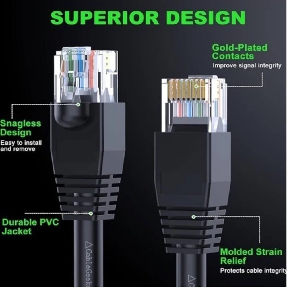 CableGeeker Cat 6 Ethernet Cable 10 ft (10pk) - Cat6 Patch Cables, Snagless RJ45